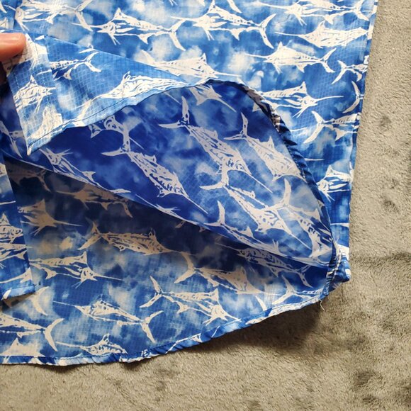 Clear Water Outfitters Quick Dry Shirt Small Marlin Fish Graphic Blue White Mn L - Picture 10 of 12